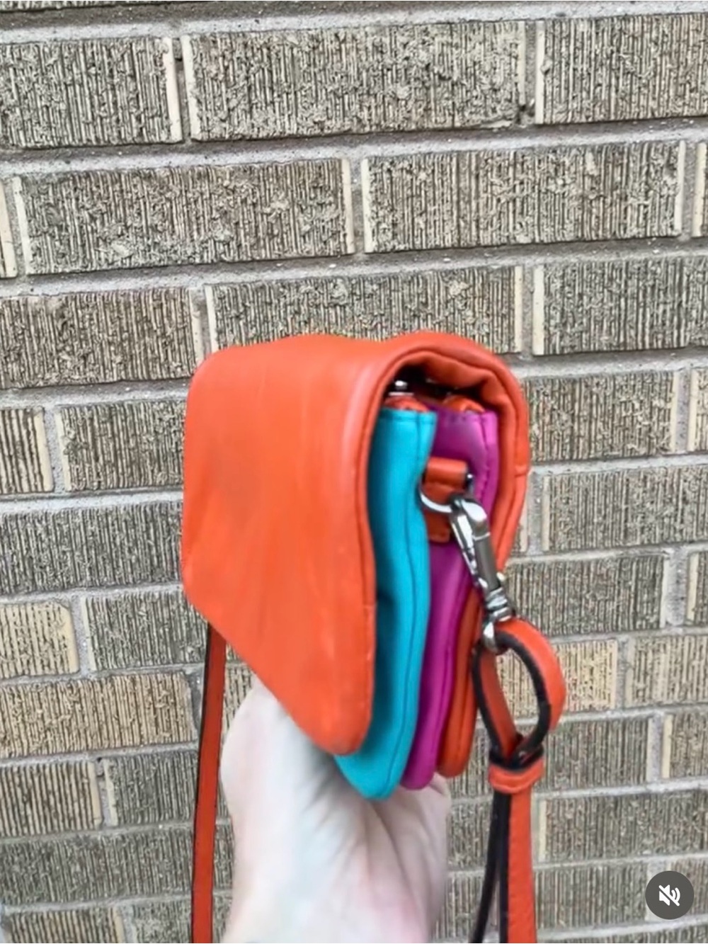 Danier Leather Tri Tone Shoulder Bag